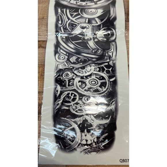 Steampunk Gears & Compass Skull Design Arm Sleeve Waterproof Temporary Tattoo Sh - Picture 3 of 3